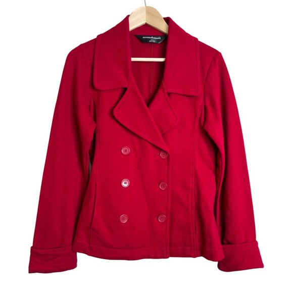 Norma Kamali Double Breasted Jersey Blazer Jacket in Red Size Medium Pockets - Picture 1 of 3